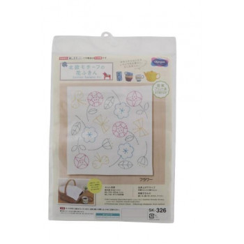 オリムパス　刺し子キット　北欧モチーフの花ふきん　フラワー　SK-326