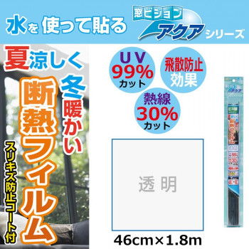 菊池襖紙工場　窓ビジョンアクア　飛散防止　断熱フィルム　46cm×1.8m　透明・DN-S1