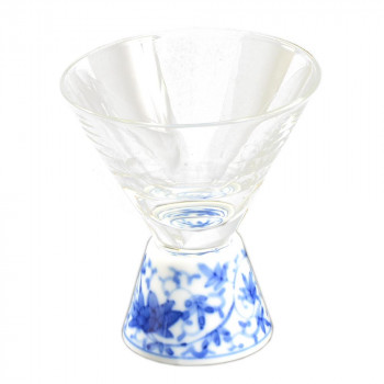 有田焼 福泉窯 有田浪漫グラス SAKE GLASS 台形 染付華唐草
