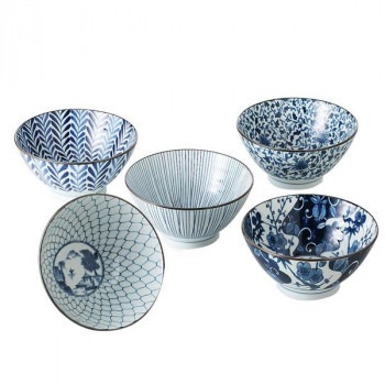 西海陶器 藍絵変り 反丼揃 31756