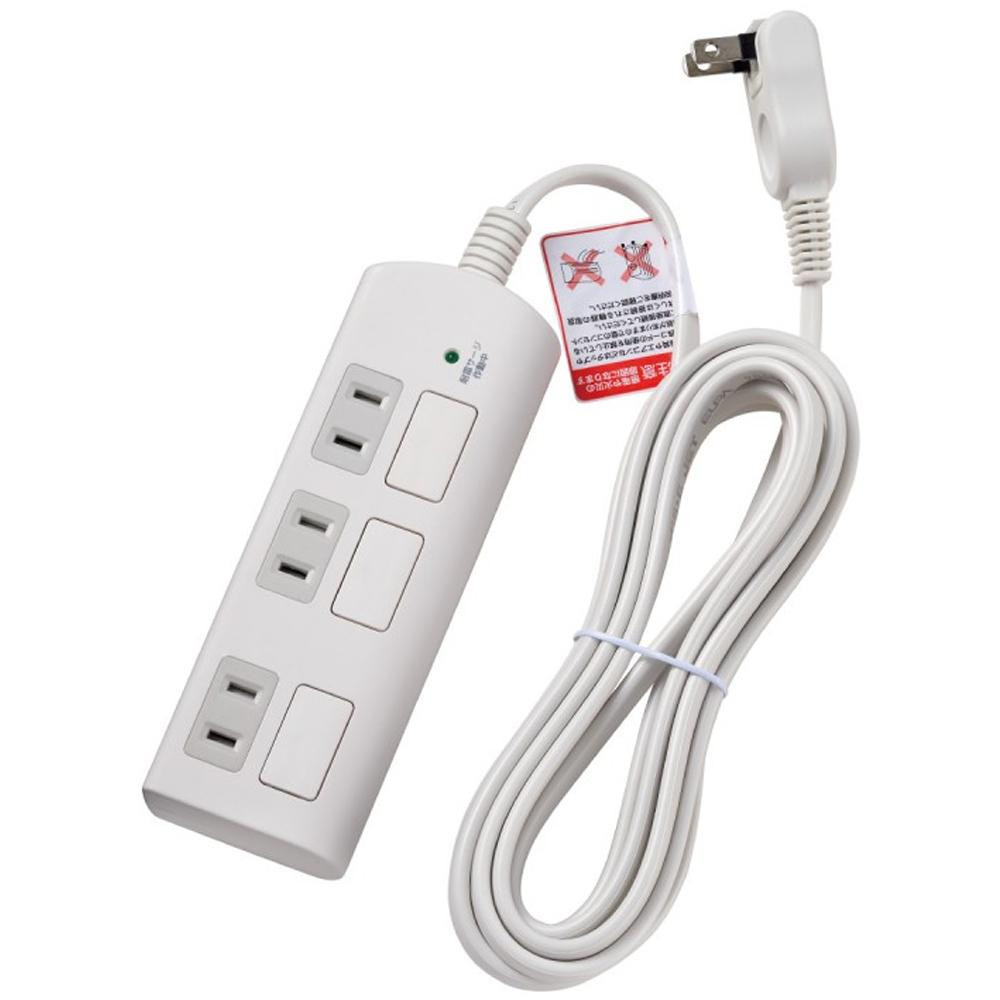ELPA(エルパ) 耐雷サージ フラットスイッチ付タップ 3個口3m ホワイト WBS-LS303F(W)