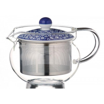 GLASS POT ブルーミルク スーパーステンレス茶こしポット(耐熱ガラス) 375ml 73588