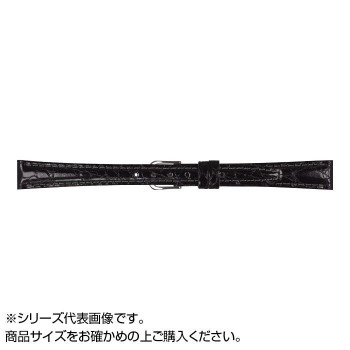 MIMOSA(ミモザ) 時計バンド RA型押ワニ 13mm ブラック (美錠:銀) CRA-A13