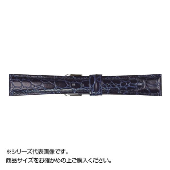 MIMOSA(ミモザ) 時計バンド RA型押ワニ 19mm ネイビー (美錠:銀) CRA-N19