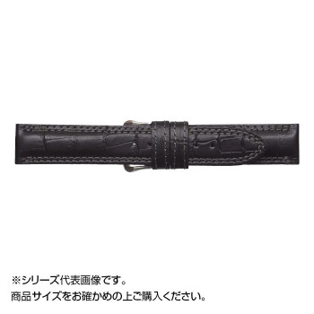 MIMOSA(ミモザ) 時計バンド IT型押ワニ 19mm ブラック (美錠:銀) CIT-A19