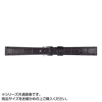MIMOSA(ミモザ) 時計バンド P型押ワニ 10mm ブラック (美錠:銀) CP-A10