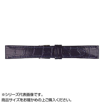 MIMOSA(ミモザ) 時計バンド P型押ワニ 19mm ネイビー (美錠:銀) CP-N19