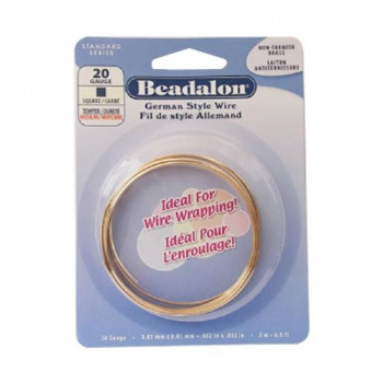 Beadalon(ビーダロン) スクエアワイヤー ノンターニッシュブラス 0.81mm×2m 20