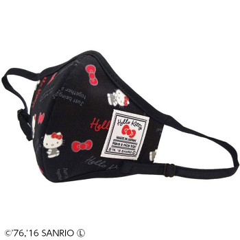 HELLO KITTY ハローキティ 立体布マスク スタンダードロゴ柄 小さめ ブラック