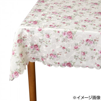 ローズ柄 撥水テーブルクロス アイボリー 140×180cm QSI-2209/140180