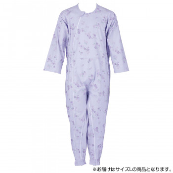 フットマーク　介護つなぎ服(前開き)　L 　パープル　403420