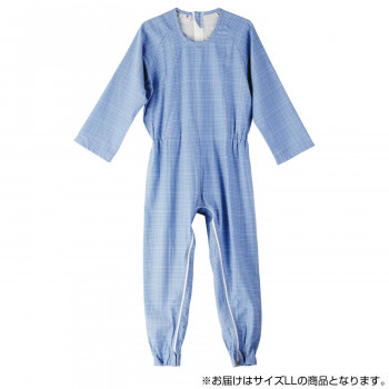 フットマーク　介護つなぎ服(背開き)　LL　ブルー　403421
