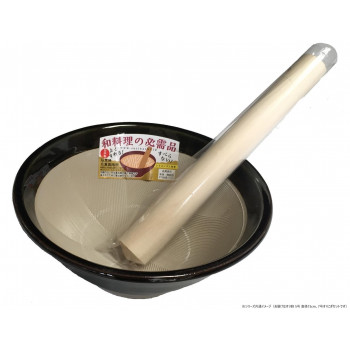 元重製陶所　国産 石見焼 すり鉢 5号 直径15cm　(すべり止め付)　7号すりこぎセット (織部)