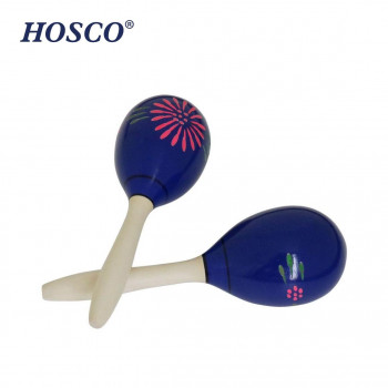 HOSCO(ホスコ)　パーカッション  ウッドマラカス　卵型8.5×27cm　ブルー  HP-MR-O/BL