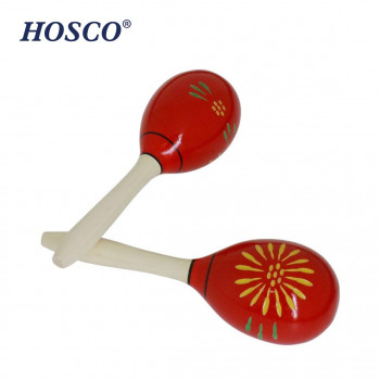 HOSCO(ホスコ)　パーカッション  ウッドマラカス　卵型8.5×27cm　レッド  HP-MR-O/RD