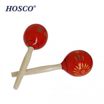 HOSCO(ホスコ)　パーカッション  ウッドマラカス　丸型9.5×31.5cm　レッド  HP-MR-R/RD
