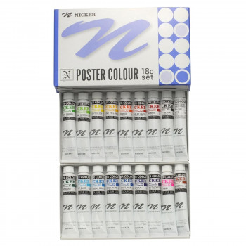 ニッカー絵具　ポスターカラー　20ml　18色セット　PC20ML18N