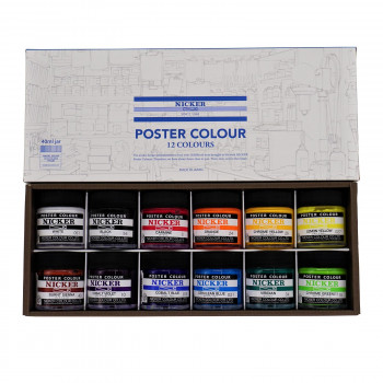 ニッカー絵具　ポスターカラー　40ml　12色セット　PC40ML12N