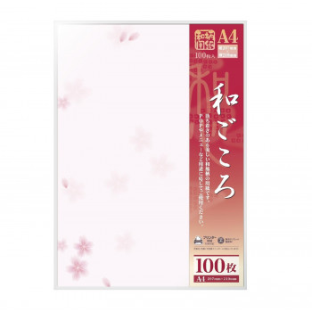 タカ印　和柄用紙 和ごころ A4判 桜 100P　4-1905　100枚
