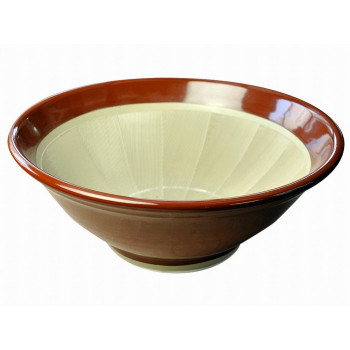 元重製陶所 国産 石見焼 すり鉢 7号 直径22cm (すべり止め付) 赤茶色