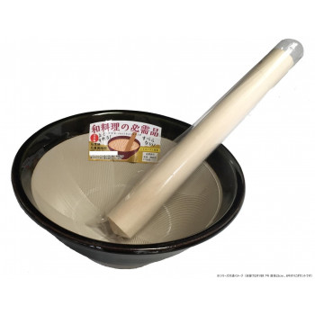 元重製陶所　国産 石見焼 すり鉢 7号 直径22cm (すべり止め付) 8号すりこぎセット 織部