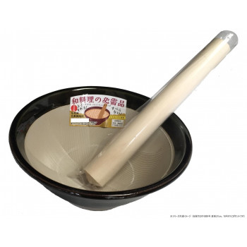 元重製陶所 国産 石見焼 すり鉢 9号 直径27cm (すべり止め付) 10号すりこぎセット 織部