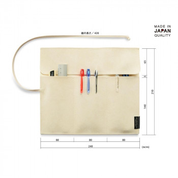 日本製 SAKI(サキ) ロールペンケース・合皮 オフホワイト P-660