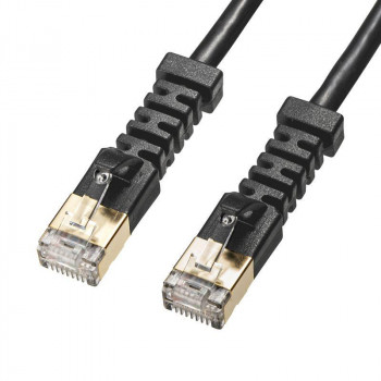 サンワサプライ 4方向固定CAT6A STP LANケーブル ブラック 0.5m KB-T6ASYL-005BK