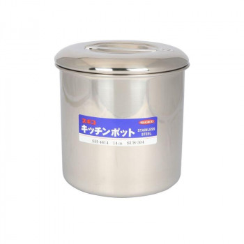 18-8 キッチンポット(内蓋式・目盛付)  SH-4614D 14cm(手無)  AA0077