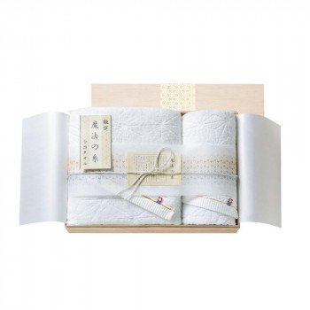 今治極選　魔法の糸 バスタオル60×120cm×1・フェイスタオル34×80cm×1 (国産木箱入) MOK-070