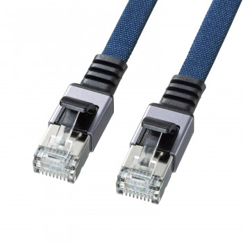 サンワサプライ カテゴリ6AメッシュフラットLANケーブル ブルー 0.5m KB-FL6AME-005BL