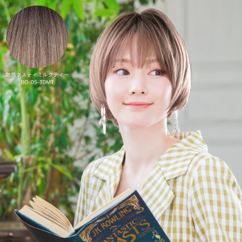 プリシラ 帽子ウィッグ -Relax- リラックス ラウンドマッシュ (Mサイズ) 耐熱ダスティミルクティー BO-05-TDMT
