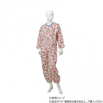 神戸生絲　コベス　通年用/婦人つなぎパジャマLL  No.906  サックス  花柄