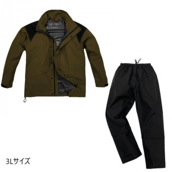 弘進ゴム　　B-1300 ODR透湿LIGHTレインスーツ カーキ  3L  H1300BB