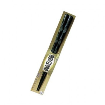 丸十 極太彫刻木箸 黒檀仕上 24.5 6F20-10