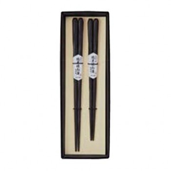 丸十 天丸木箸・箸置 縞黒檀 ペア 折箱入 6K22-13