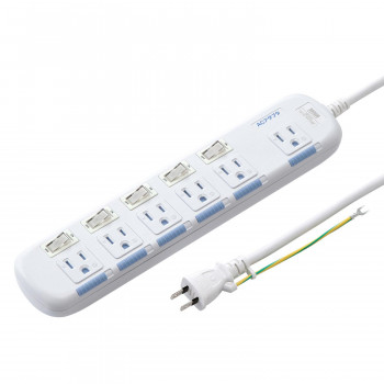 サンワサプライ 省エネタップ 3P 6個口 2m TAP-S10N2-2