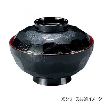 福井クラフト　TA4寸亀甲吸物椀 黒内朱 33602410
