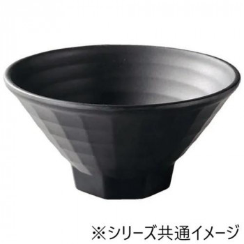 福井クラフト メラミンφ20.2八角高台格子麺鉢黒マット 51025350