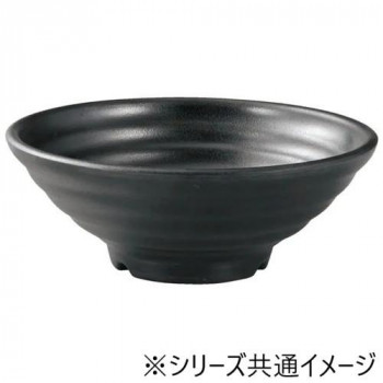 福井クラフト　φ25.0長寿太ロクロ目麺鉢　黒マット 83361240