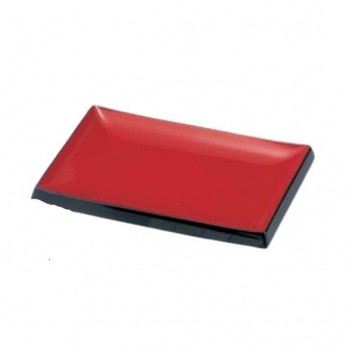 福井クラフト　7.5寸長角皿 朱渕黒塗 51037810