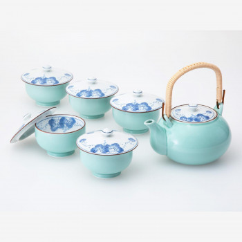 西海陶器 掛分ぶどう M蓋付茶器揃 31074