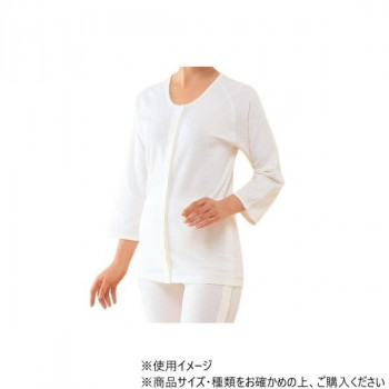 神戸生絲　婦人前開き7分袖(マジック式)L  No.50  ワンタッチ肌着オフ白