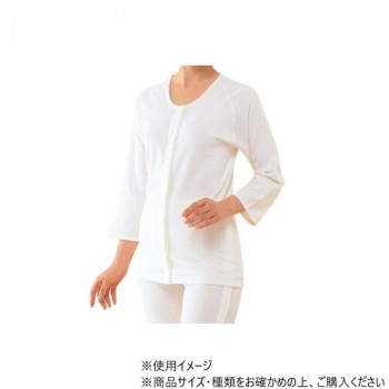 神戸生絲　婦人前開き7分袖(マジック式)LL  No.50  ワンタッチ肌着オフ白