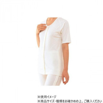 神戸生絲　婦人前開き5分袖(マジック式)L  No.51  ワンタッチ肌着オフ白