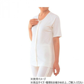 神戸生絲　婦人ひば/前開き5分袖(マジック式)フライスM  HV204  ワンタッチ肌着　オフ白