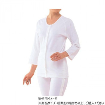 神戸生絲　婦人前開き7分袖スリーマー(マジック式)M  MU340  ワンタッチ肌着    白