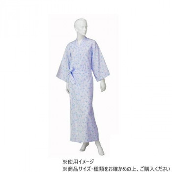 神戸生絲　婦人カラーガーゼねまき(ラグラン袖)L  NE69  サックス