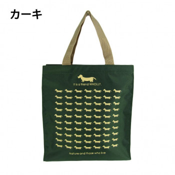 優美社　3L12-01　WHOLLY （ウォーリー） プリント角型手提げ小  カーキ