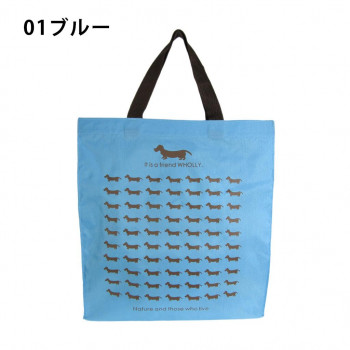優美社 3L13-01 WHOLLY (ウォーリー) プリント角型手提げ大 ブルー